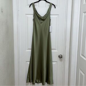 Reformation Bryn Silk Dress in artichoke